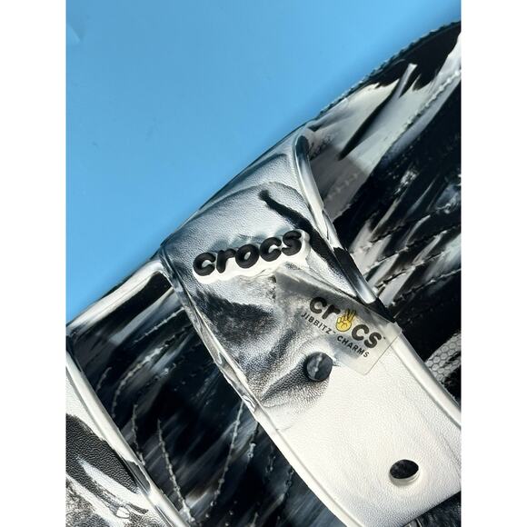 CROCS Classic Marbled Sandal Slide Tie Dye Black White Double Strap M13 NEW - Picture 5 of 5